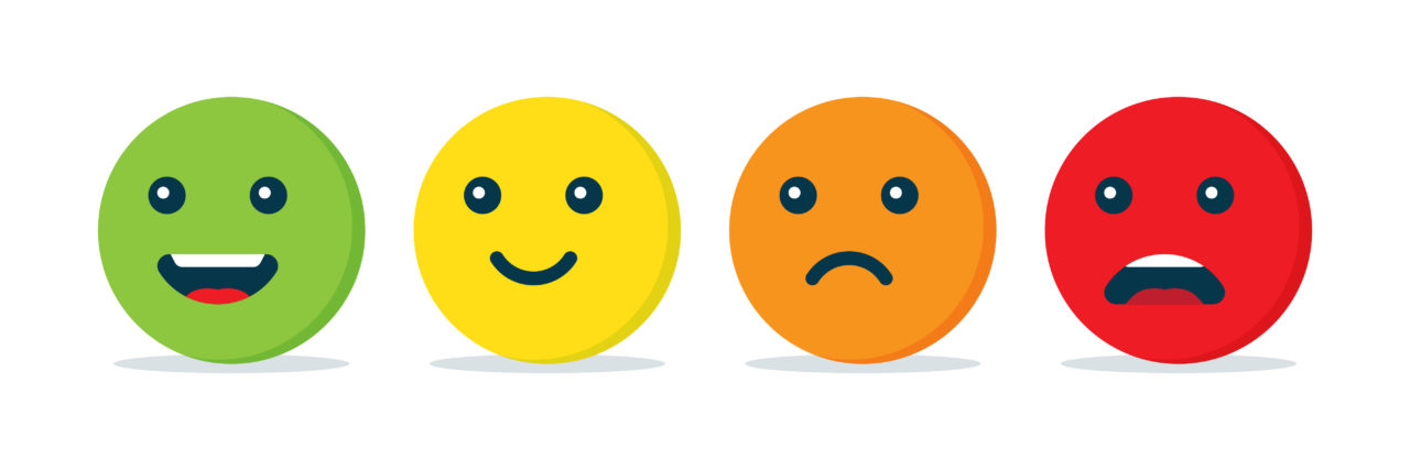 Emotion balls icon. Concept of positive and negative feedback.