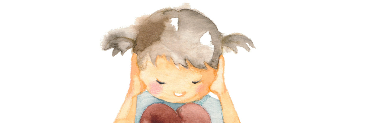 Watercolor illustration little girl covering ears
