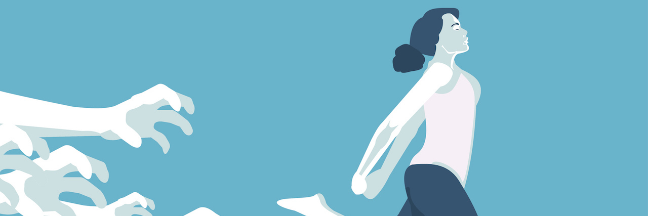 Perspective of a Mental Health Professional Who Lives With Psychosis An illustration of a woman running away from outstretched arms