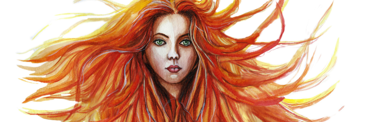Watercolor of a woman with red hair