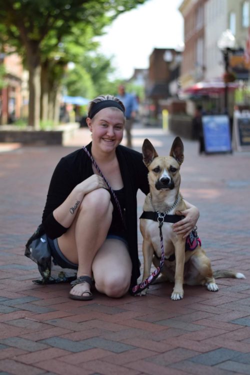 woman with her service dog