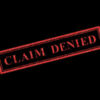 Red Claim Denied stamp on black background