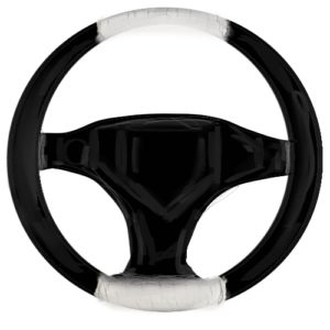 Black and white car steering wheel