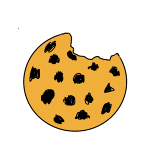 Chocolate chip cookie with a bite out of it