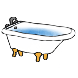 Bath tub full of water
