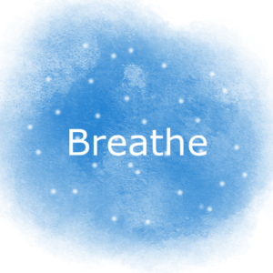Blue and white cloud with the word "breathe" in the middle