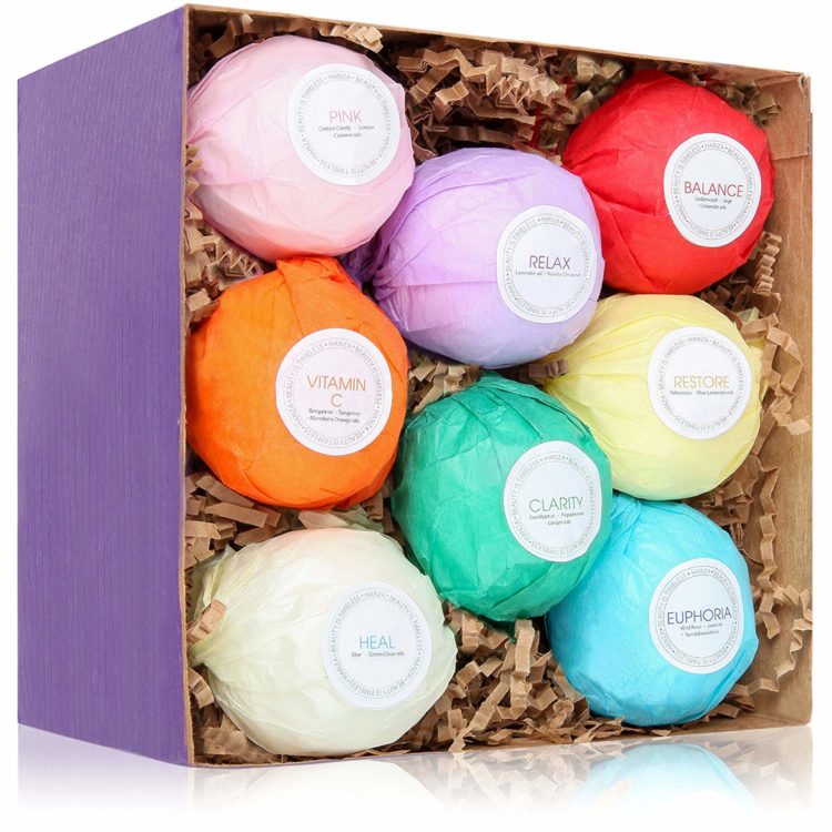 Image of 8 packaged bath bombs