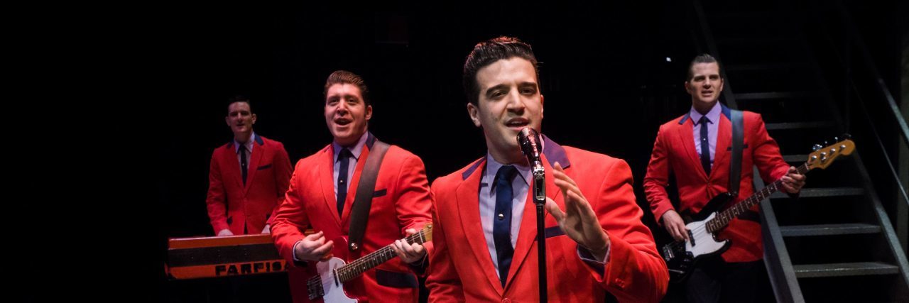 L-R: Cory Jeacoma, Matthew Dailey, Mark Ballas and Keith Hines in the national tour of "Jersey Boys," which plays May 16 through June 24, 2017, at Center Theatre Group/Ahmanson Theatre. For tickets and information, please visit CenterTheatreGroup.org or call (213) 972-4400. Media Contact: CTGMedia@CTGLA.org / (213) 972-7376. Photo by Jim Carmody.