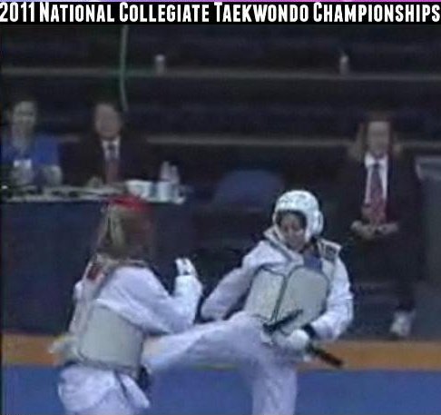 Shannon fighting in the 2011 National Collegiate Taekwondo Championships 