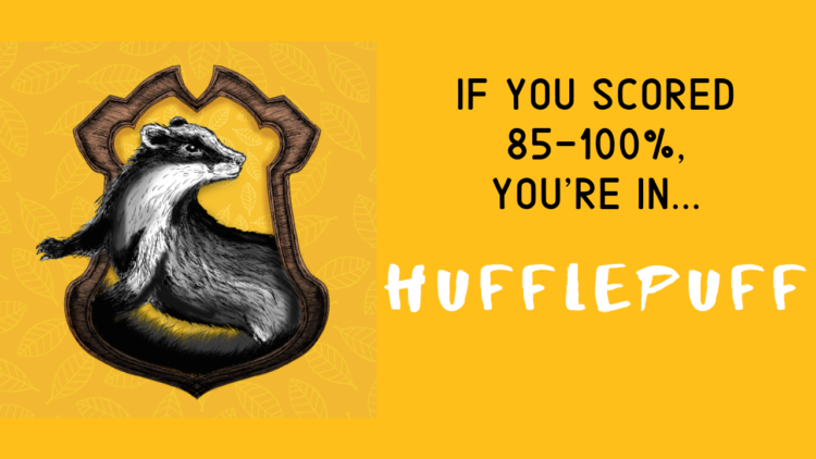 If you scored 85-100%, you're In... hufflepuff
