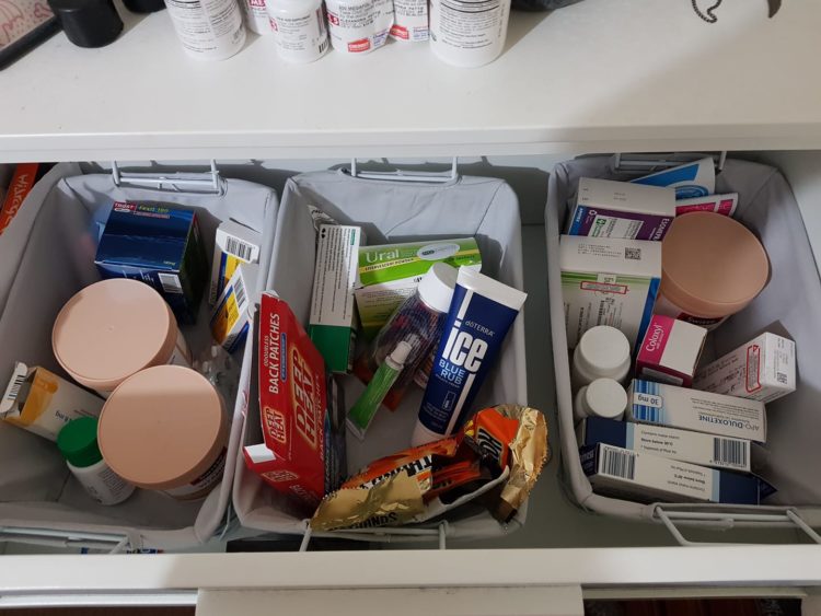 medicine drawer filled