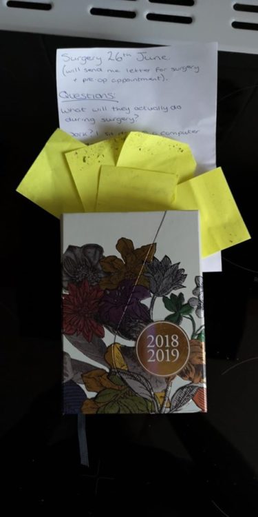 planner with sticky notes sticking out of it