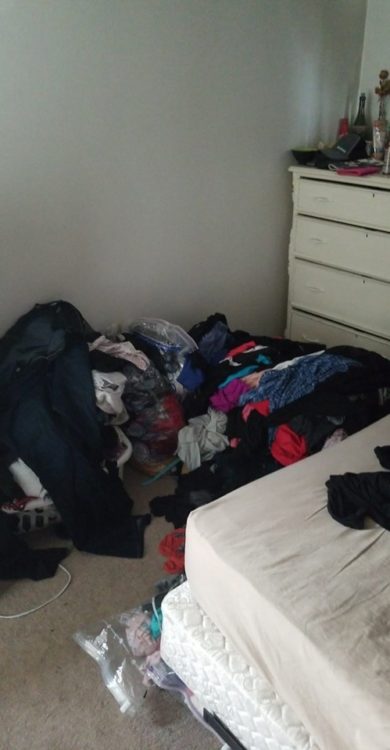 clothes in room on floor