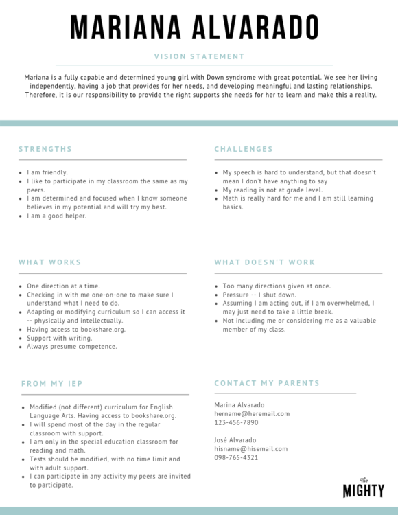 Student profile two columns