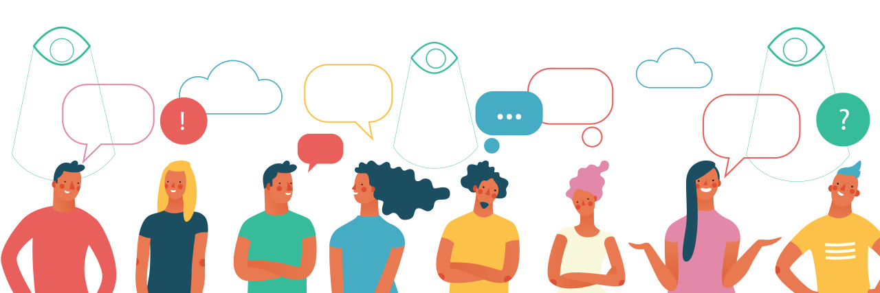 Answering 'What Do You Do?' as Someone Who Can't Work Drawing of people talking.