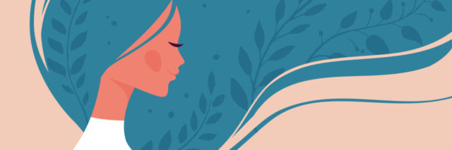 Vector illustration of Beautiful woman with floral elements