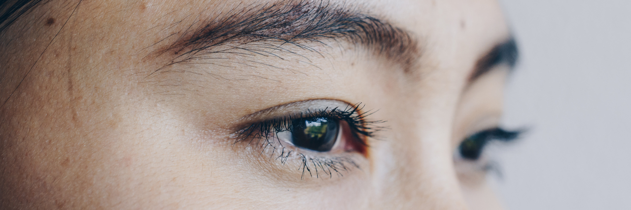 close up of asian woman's eyes
