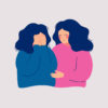 Illustration of two women, one comforting the other