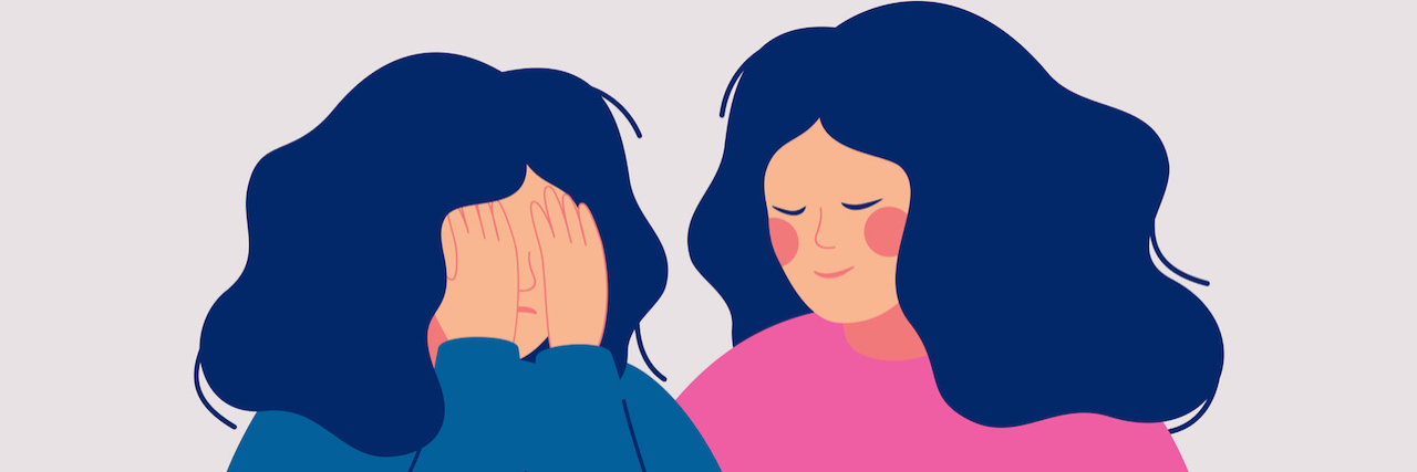 Losing a Friendship Due to Chronic Illness Illustration of two women, one comforting the other