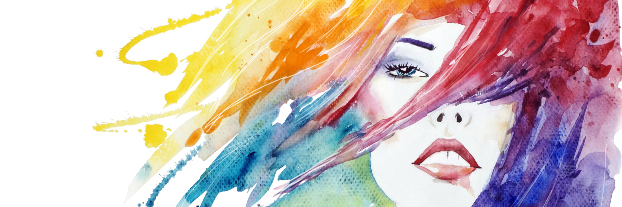 How to Look Beyond Your Chronic Illness and Find Your Passions illustration of woman's face with hair blowing, watercolor illustration