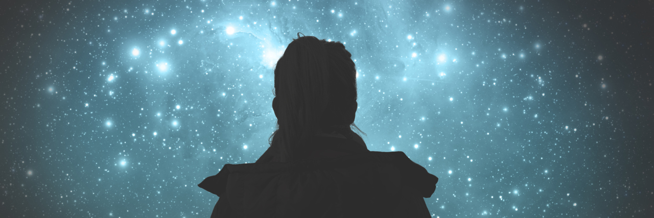 Girl watching the stars. Stars and galaxy are my astronomy work.