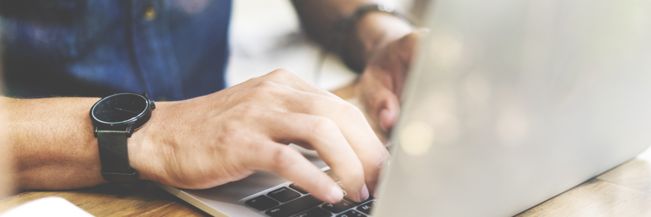 When People Post Medical Advice in Cancer Groups Online Man Working Laptop Connecting Networking Concept