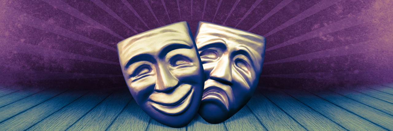 Acting With a Disability Drawing of comedy and tragedy masks.