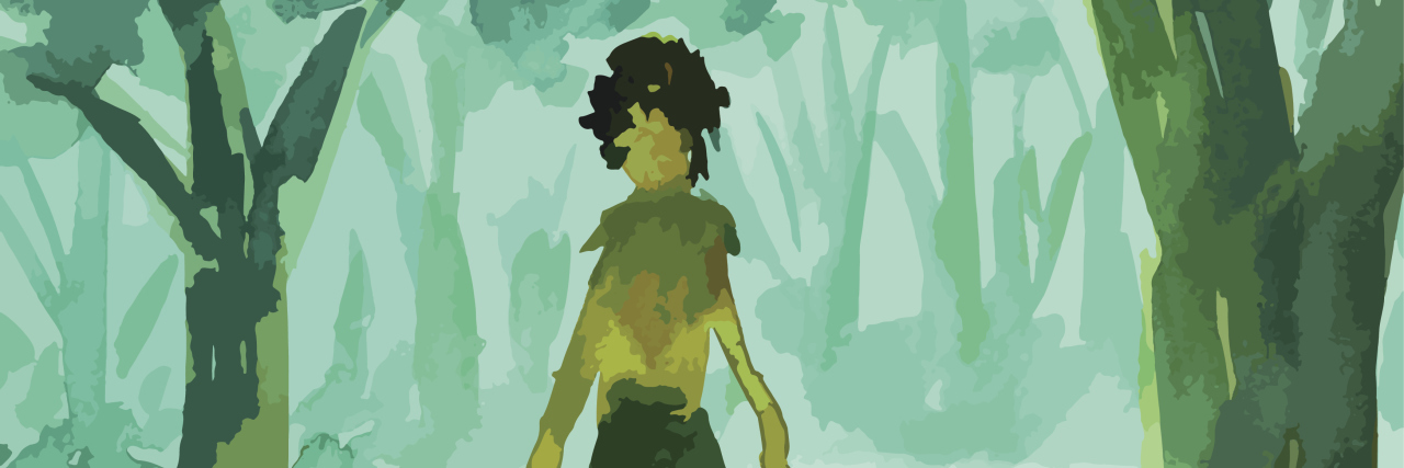 The Icky Feeling of Ulcerative Colitis Man walking in the forest painting