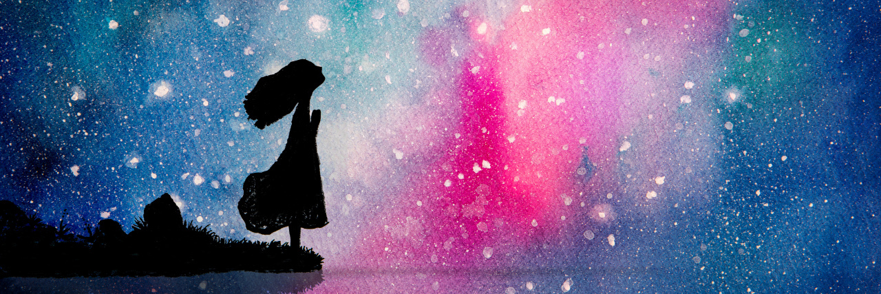 Finding Courage in My Life With Arthritis Painting of a woman looking up at the stars.