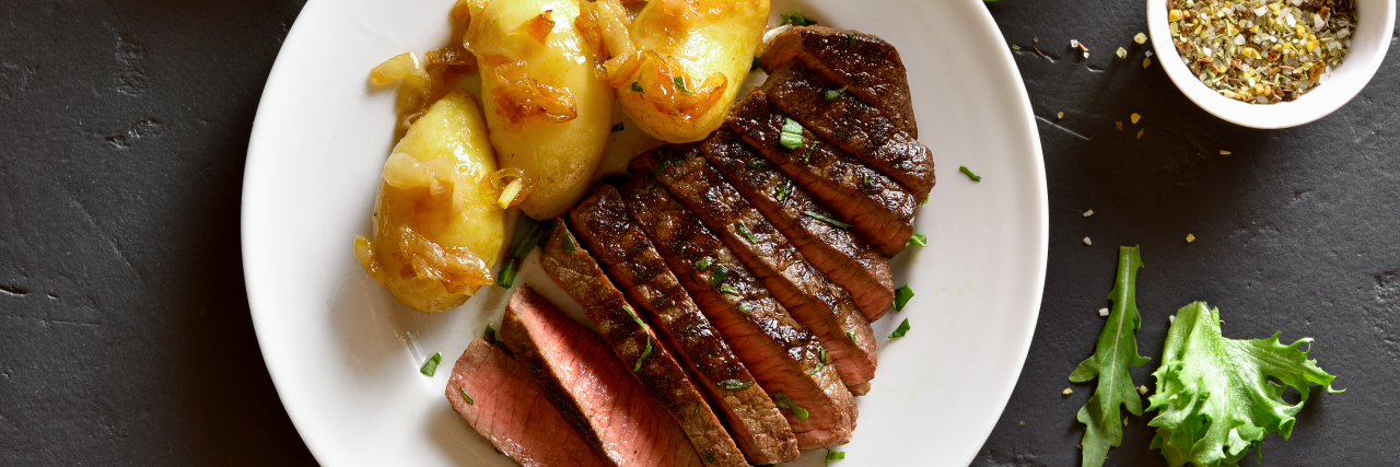 Beef steak with potato.