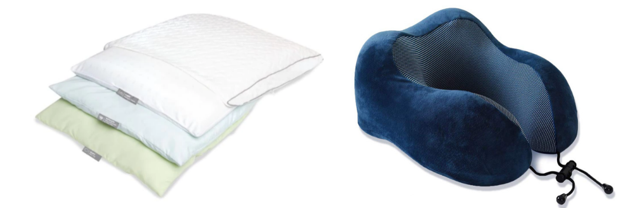 The Best Pillows to Use When You Have a Migraine Attack Brookstone BioSense Layer Adjust Pillow and Travel Neck Pillow