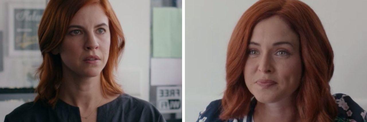 "Workin' Moms" character Anne (left) and Carly (right)