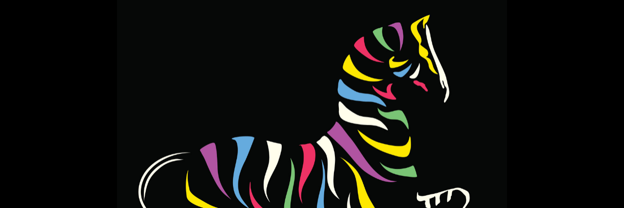 Living With Hypermobility Spectrum Disorder rainbow zebra.