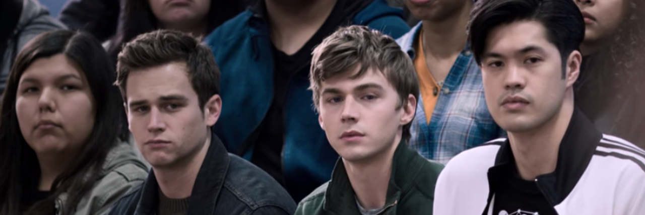 '13 Reasons Why' Season 3, Episode 12 Review, 'And Then the Hurricane Hit' Zach, Alex and Justin sitting in an auditorium.