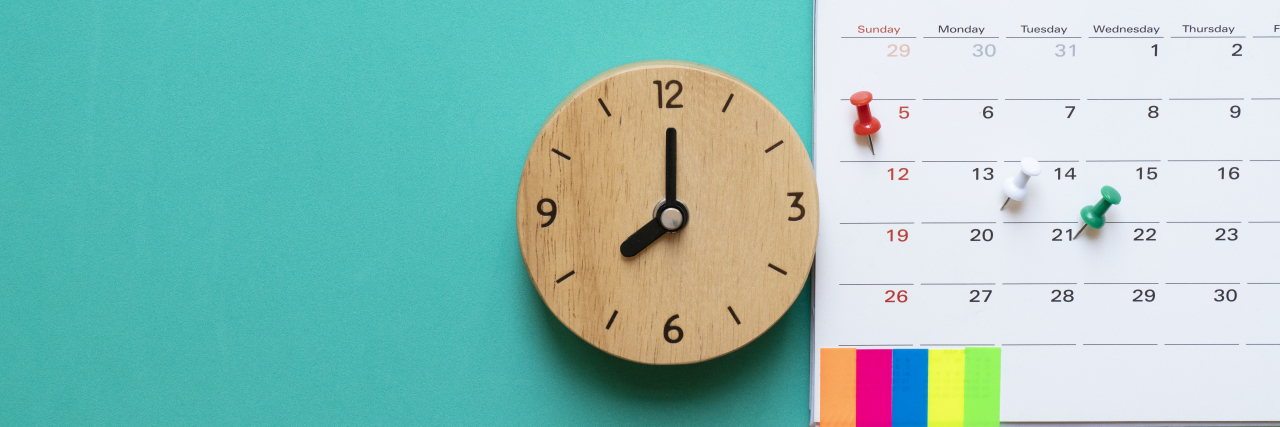 4 Easy Ways to Plan Ahead When You're Chronically Sick Close up of calendar and clock