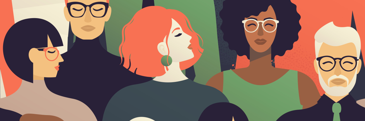 Trying to Look Normal When You're Sick: What It Feels Like illustration of different kinds of people together in a crowd