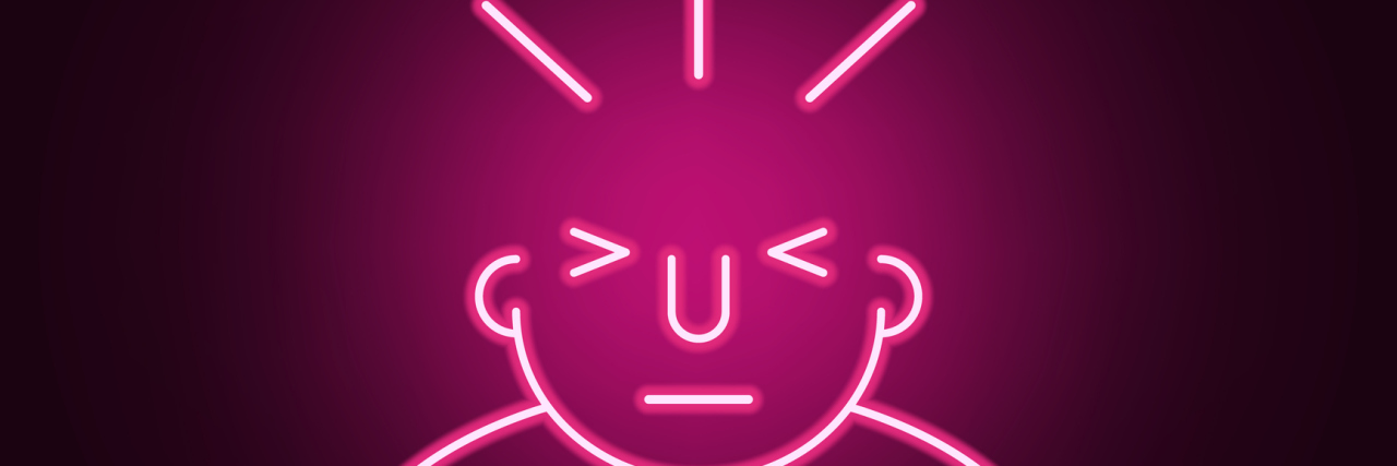 When Should You Go to the Emergency Room for Migraine Neon style icon showing a person whose head hurts.