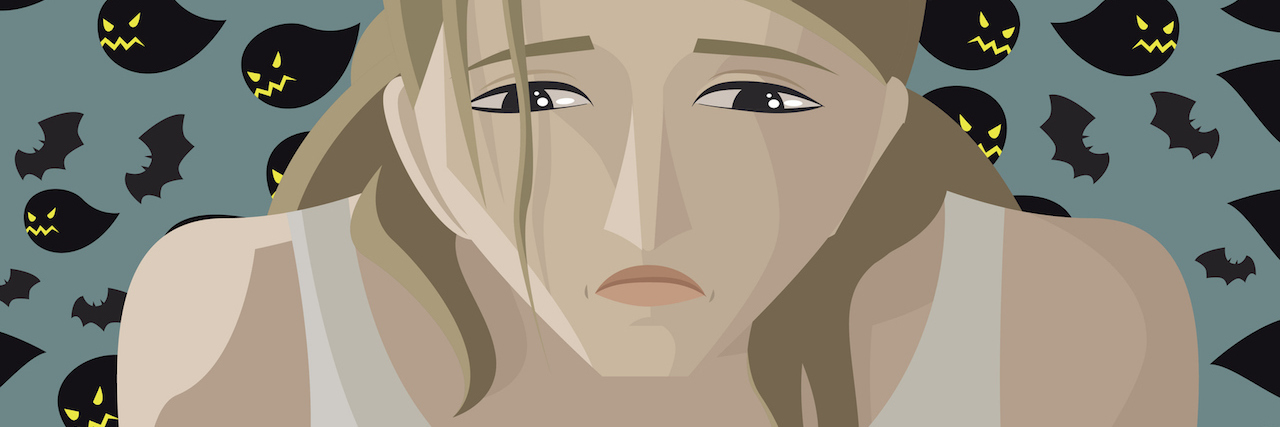 Shame Changes Your Perception of What Other People Say A illustration of a woman with dark ghosts around her head