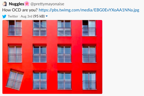 Screenshot of deleted OCD tweet from @prettymayonaise