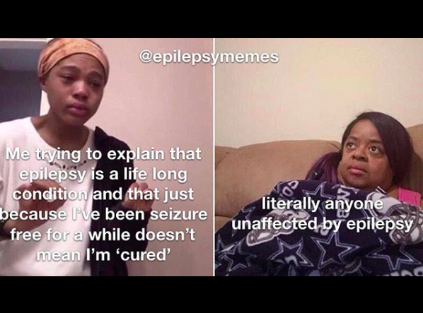 girl explaining to her mom meme, about explaining epilepsy is a lifelong condition