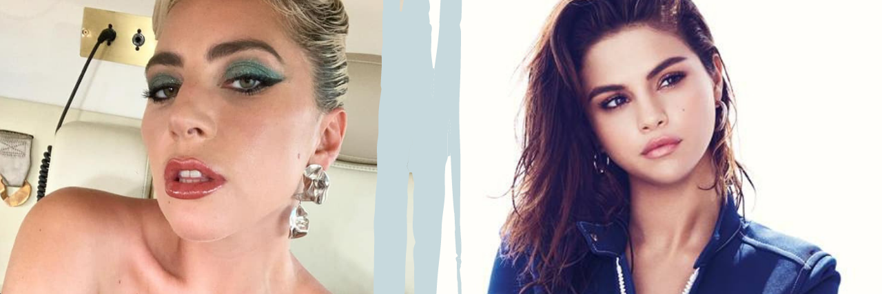 What to Remember When Celebrities Talk About Chronic Illness Split screen: Lady Gaga and Selena Gomez