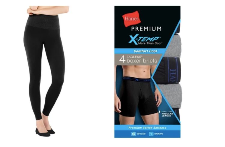 black leggings and package of boxer briefs