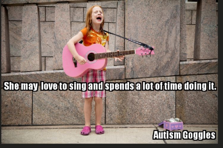 SHE MAY LOVE TO SING AND SPENDS A LOT OF TIME DOING IT
