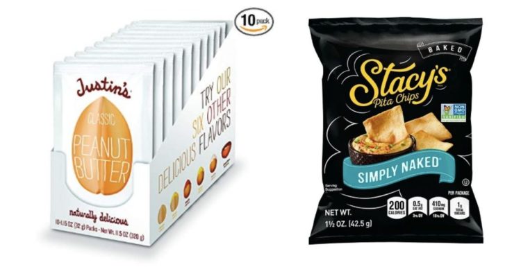 peanut butter pouches and stacy's pita chips