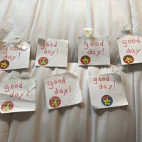 7 handwritten notes received in kindergarten out of 180 days.