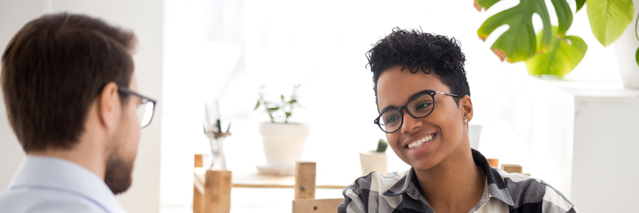 Going on Job Interviews as a Person With Autism Man and woman at a job interview.