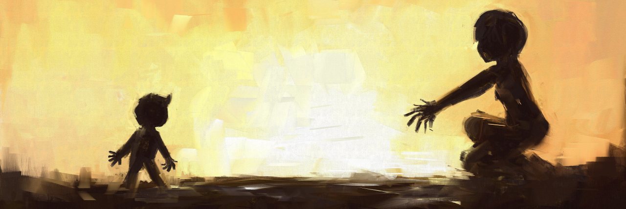 Experiencing Grief as the Parent of a Child With a Disability painting of mother stretching out arms to child, during sunset