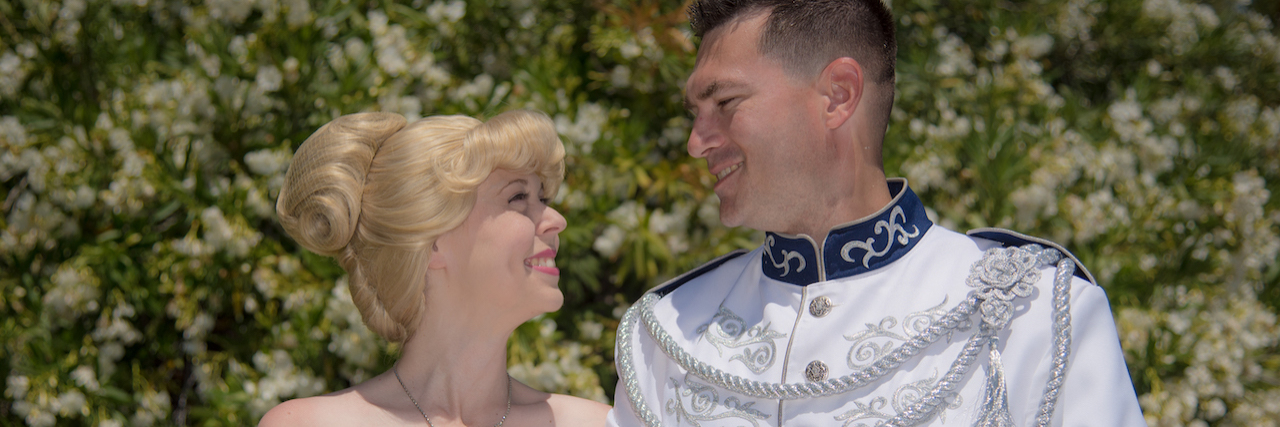 Cosplayer Mandy Pursley Transforms Into Cinderella With a Glass Arm Mandy and Ryan Pursley as Cinderella and Prince Charming