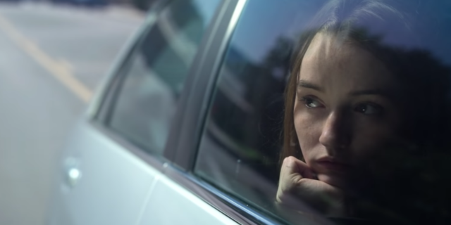 screenshot of Netflix's Unbelievable showing lead character looking out of car window