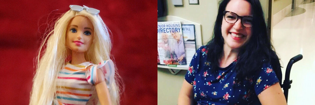 Why Wheelchair Barbie Is Important for Kids (and Adults) With Disabilities Wheelchair Barbie and Mollie strike matching poses.